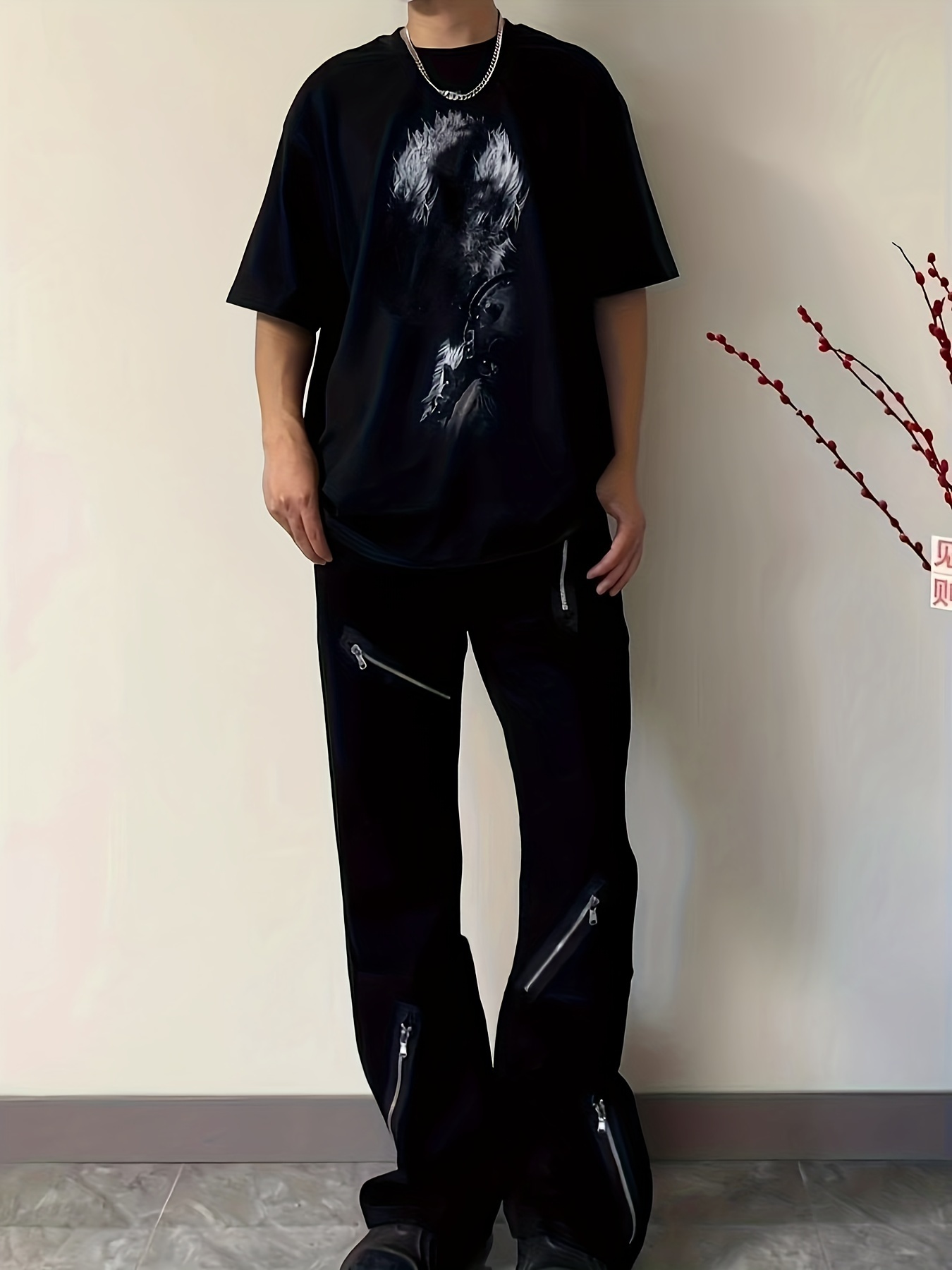 mens high waisted wide leg pants cotton regular fit with zipper for wear basics style flare jeans details 0