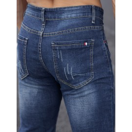 Men's Casual Skinny Jeans, Chic Street Style Stretch Jeans