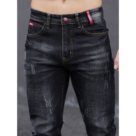 Men's Casual Skinny Jeans, Chic Street Style Stretch Jeans