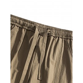 Relaxed Fit, Men's Vintage-Inspired Cargo Pants - Nylon, Casual Fit with Drawstring Waist for Spring/Fall