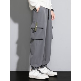 Men's Casual Flap Pocket Thin Cargo Pants, Chic Loose Fit Joggers For Outdoor Activities
