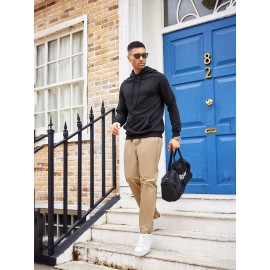 1pc Men'S Casual Cotton Drawstring Pants - Solid Color, Non-Stretch Fabric, Regular Fit, All-Season Straight Leg Cargo Trousers