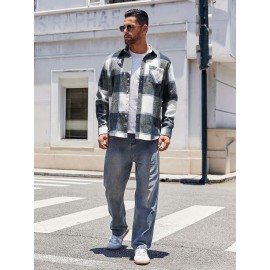 Mens Flannel Shirt Long Sleeve Plaid Jacket Casual Button Down Shirts Shacket