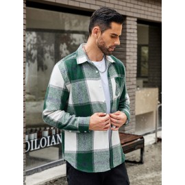 Mens Flannel Shirt Long Sleeve Plaid Jacket Casual Button Down Shirts Shacket