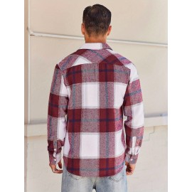 Mens Flannel Shirt Long Sleeve Plaid Jacket Casual Button Down Shirts Shacket