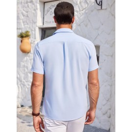 Mens Summer Beach Shirt Short Sleeve Shirts Casual Button Down Shirts Wrinkle Free