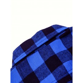 Men's Casual Long Sleeved Shirt, With A Collar Design And Checkered Pattern That Exudes Vitality, And Pocket Design That Is More Convenient.