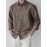 European And American Men'S Fashion Khaki Long-Sleeved Shirt, Skin-Friendly And Breathable Street Solid Color Fashion Button-Down Lapel Shirt