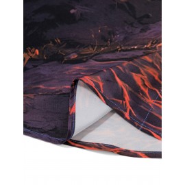 Beach Sunset Pattern 3D Printed Men's Fashion Short Sleeve Button Up Lapel Hawaiian Style Shirt For Summer Resort Vacation