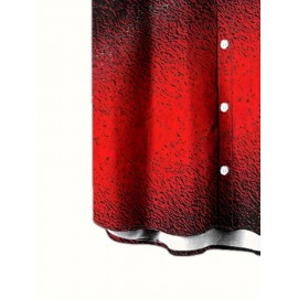 Men's Casual Short Sleeve Shirt with 3D Geometric Print - Polyester, Machine Washable, Non-Stretch Fabric