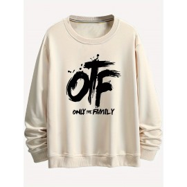 OTF printed hoodie, casual round neck pullover hoodie, long sleeves, suitable for spring and autumn, comfortable and fitted