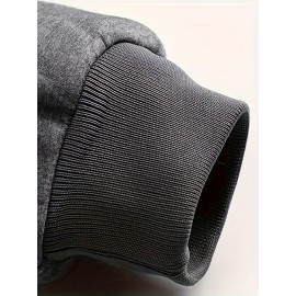 Men's Cozy Fleece-Lined Stand Collar Sweatshirt - Casual Cotton Blend, Long Sleeve Pullover for Fall & Winter