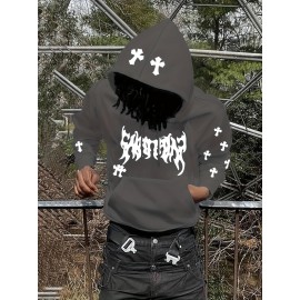 Men's Casual Hoodie with Unique Print Design - Soft Polyester, Machine Washable, Loose Fit Pullover with Kangaroo Pocket